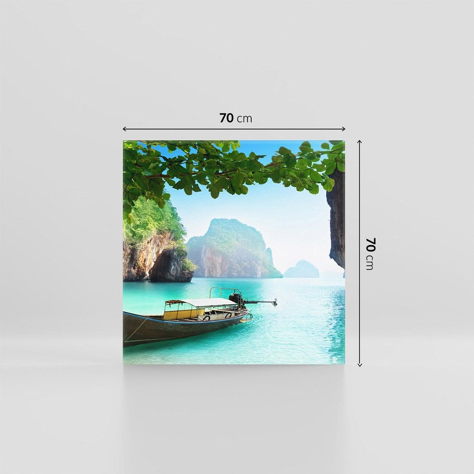 Obraz na płótnie 70x70 - Tajlandia - sielanka łodzi nad morzem - Tajlandia, łódź