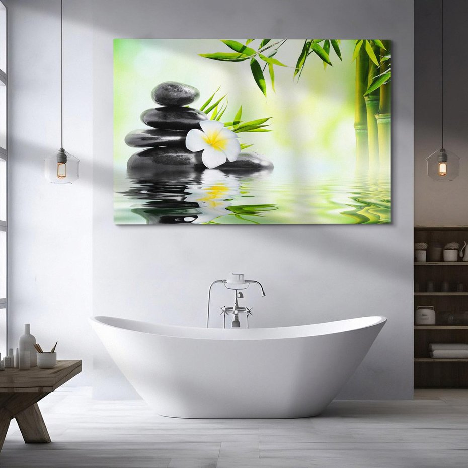 Obraz na płótnie 120x80 - SPA: Relaksująca woda i kamienie - SPA, woda