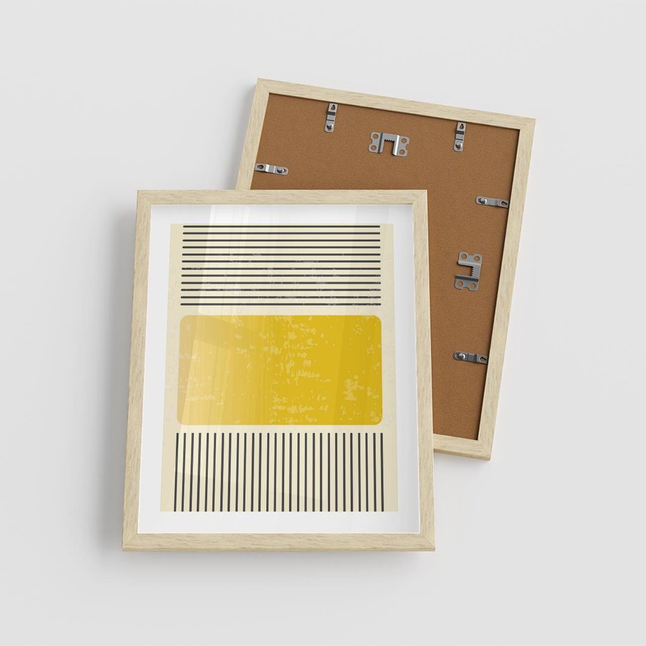 Plakat w ramie 40x50 - Geometryczna Harmonia - geometria, nowoczesny plakat - rama drewno