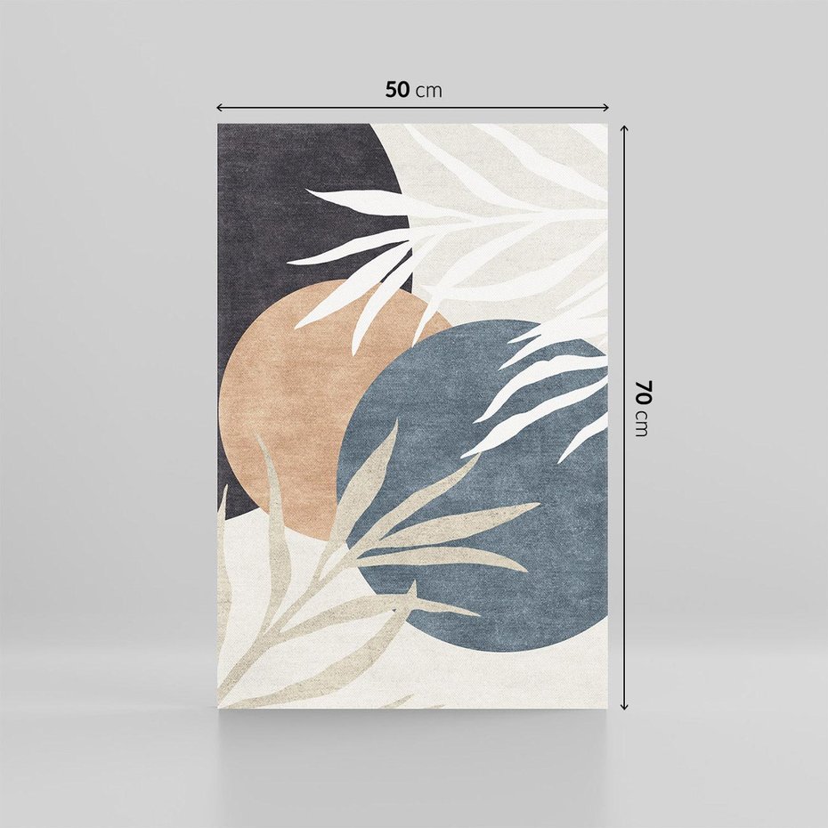 Obraz na płótnie 50x70 - Symfonia skradzionych chwil - cienie liści palmy, beżowe tłó