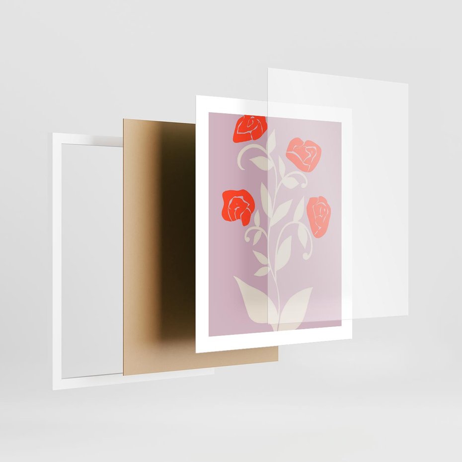Plakat w ramie 40x50 - Migotliwe Widzenie Kwiatów - nowoczesny plakat, roślinne motywy - rama biała