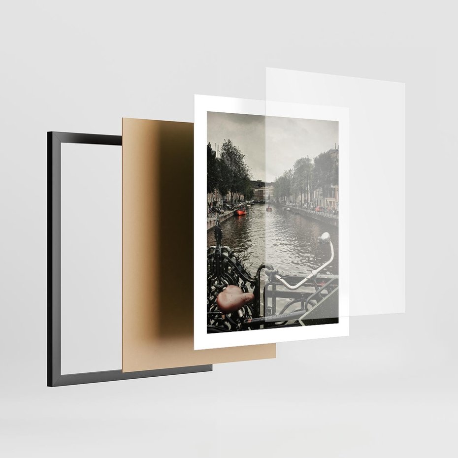 Plakat w ramie 40x50 - Miasto na Wodzie - holenderskie kanały, amsterdam - rama czarna