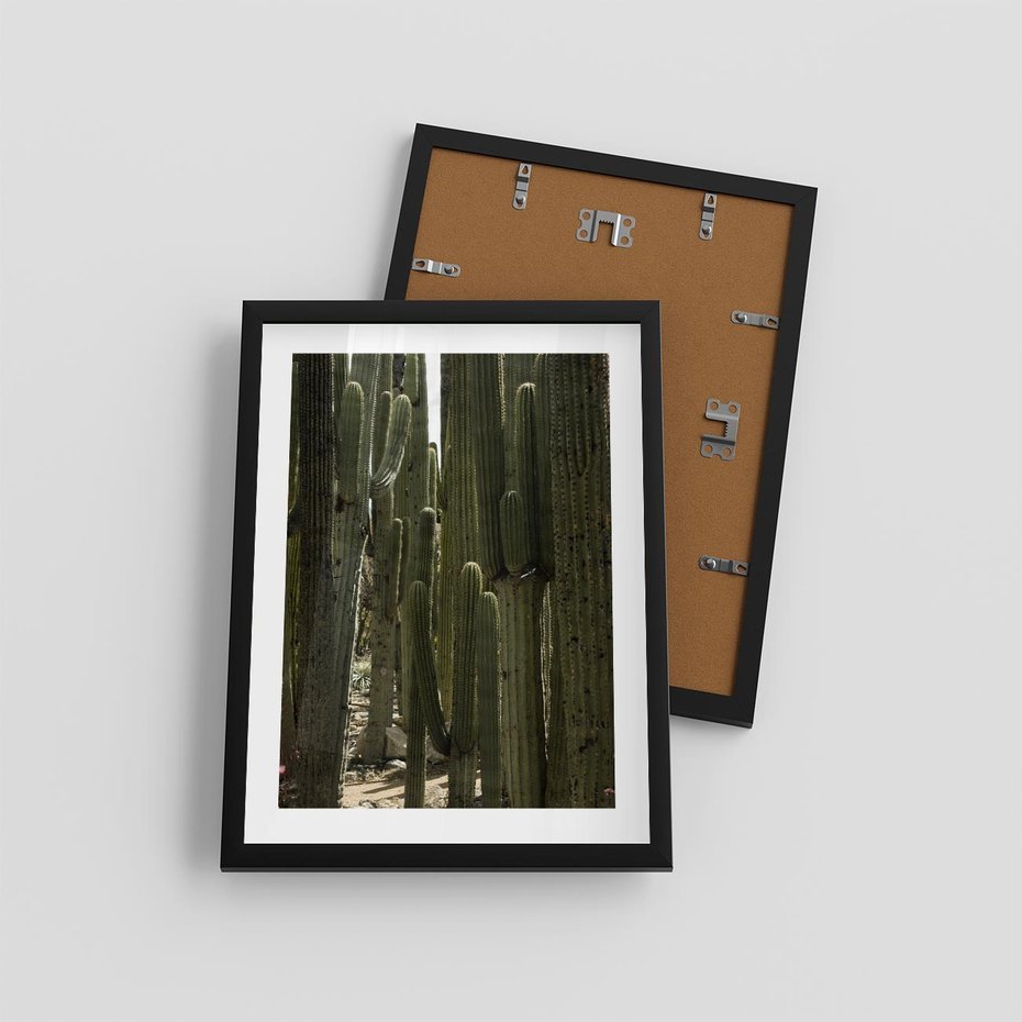 Plakat w ramie 30x40 - Wyjątkowy Klimat Boho - kaktusy, pustynia - rama czarna