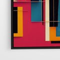 Obraz w ramie 50x50 - Przejście przez labirynt myśli - kolorowa abstrakcja, instalacja z prostokątów i lini - rama czarna