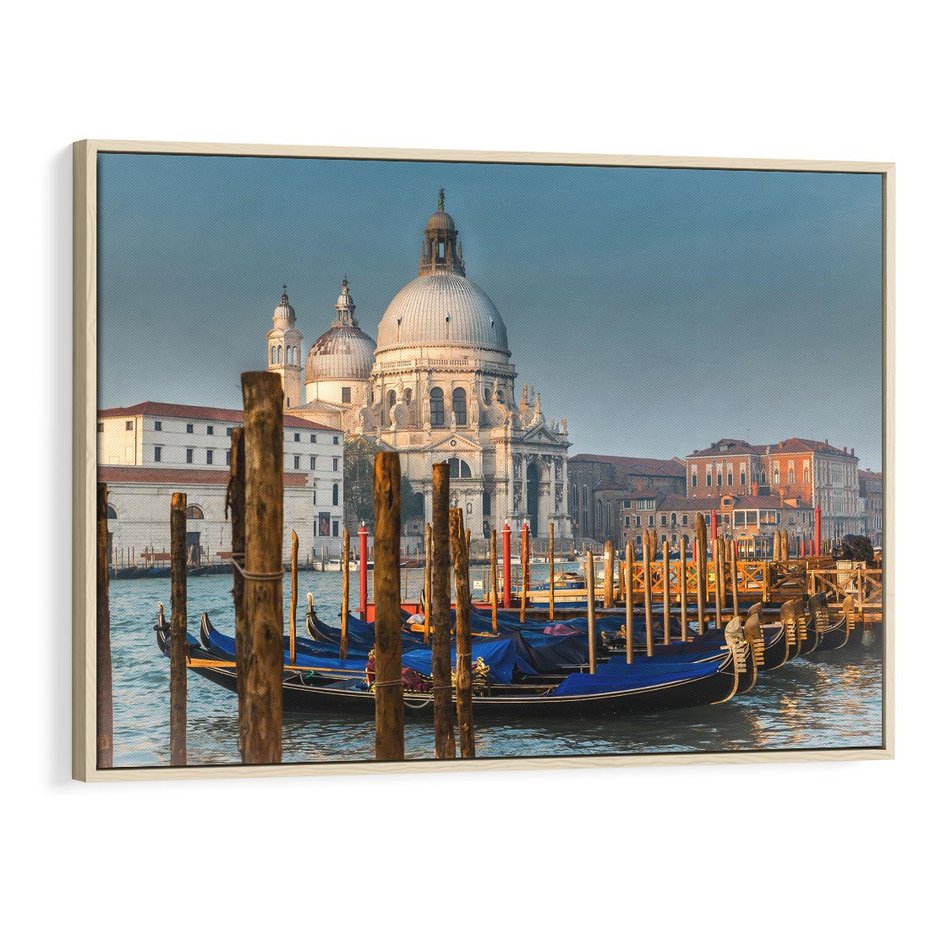 Obraz w ramie 120x80 - Urok Wenecji - fotografia, przystań w Wenecji - rama drewno