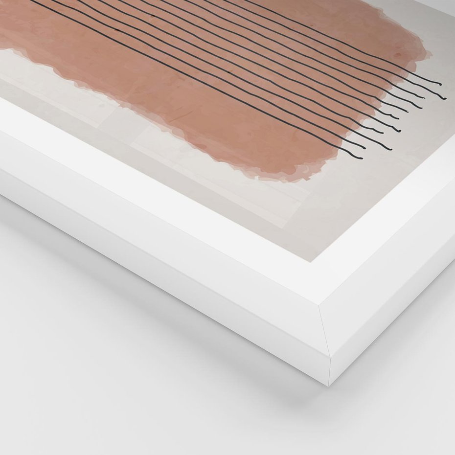 Plakat w ramie 50x70 - Rozmyte Widzenia - abstrakcyjna akwarelowa plama, nieregularne kreski - rama biała