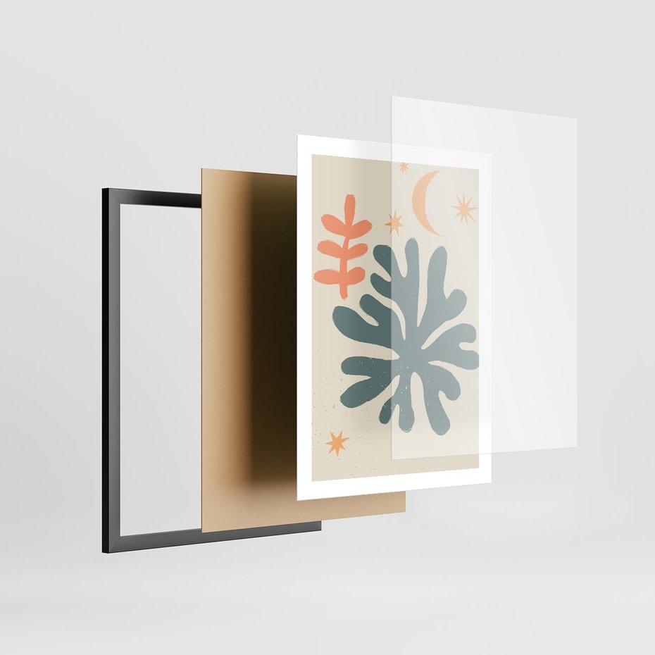 Plakat w ramie 50x70 - Rozbłysk Emanacji - boho formy, kształty - rama czarna