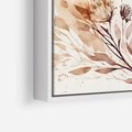 Obraz w ramie 50x50 - Nostalgiczne tańce pędzla - akwarelowe kwiaty, gałęzie - rama biała