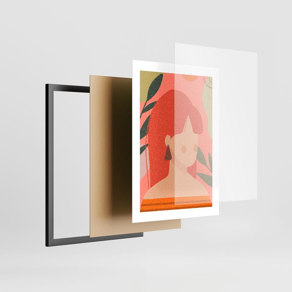 Plakat w ramie 30x40 - Kobieca Refleksja - nowoczesny plakat, styl retro - rama czarna