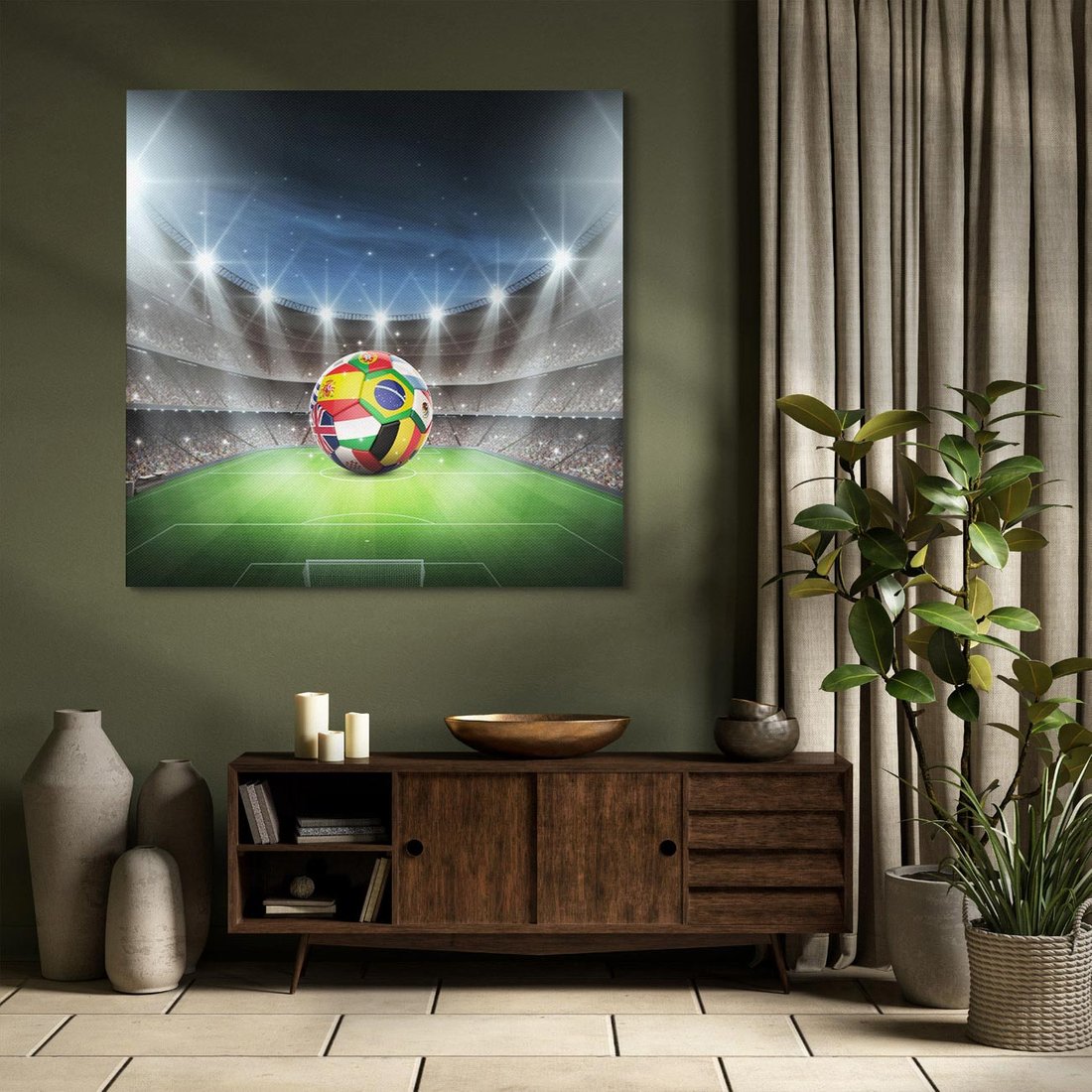 Obraz na płótnie 50x50 - Piłka nożna na stadionie: Pasja sportu - stadion, piłka