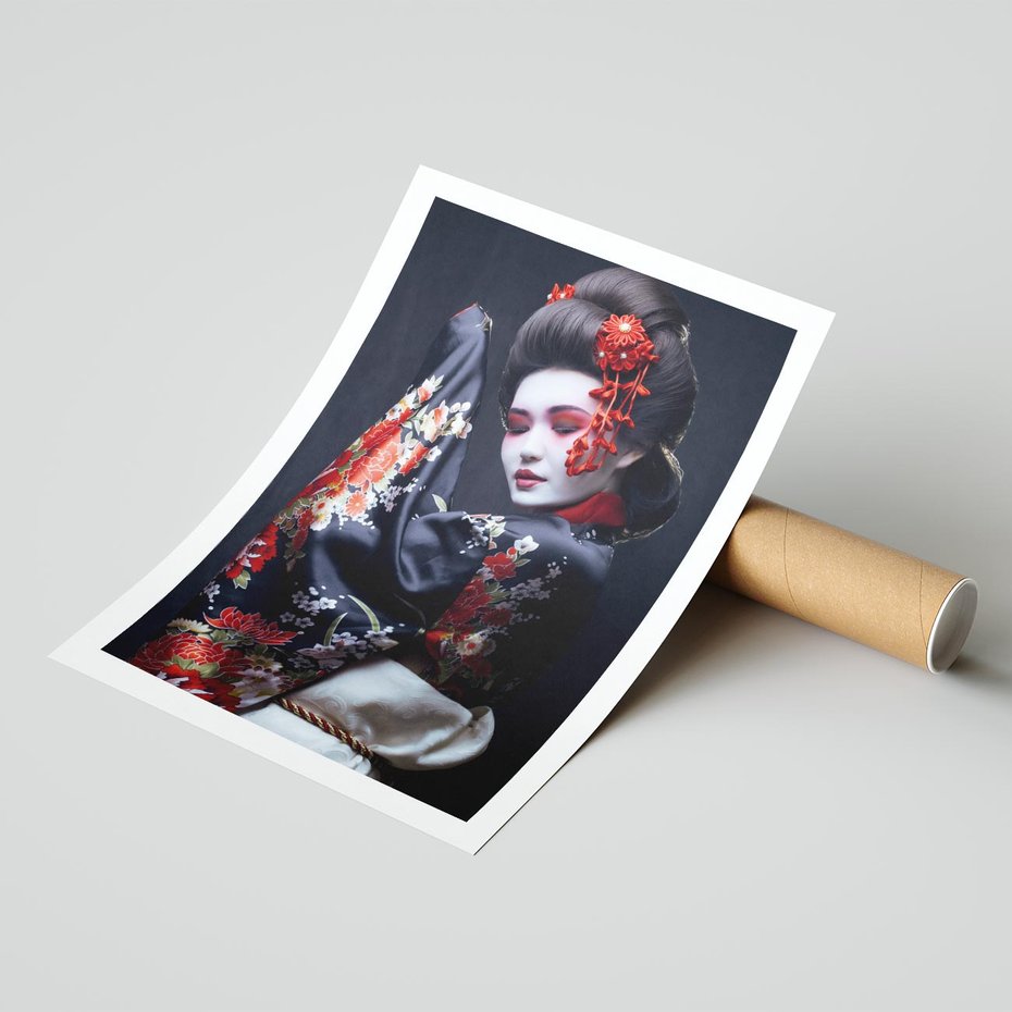 Plakat bez ramy 30x40 - Elegancka japońska gejsza - japońska, gejsza