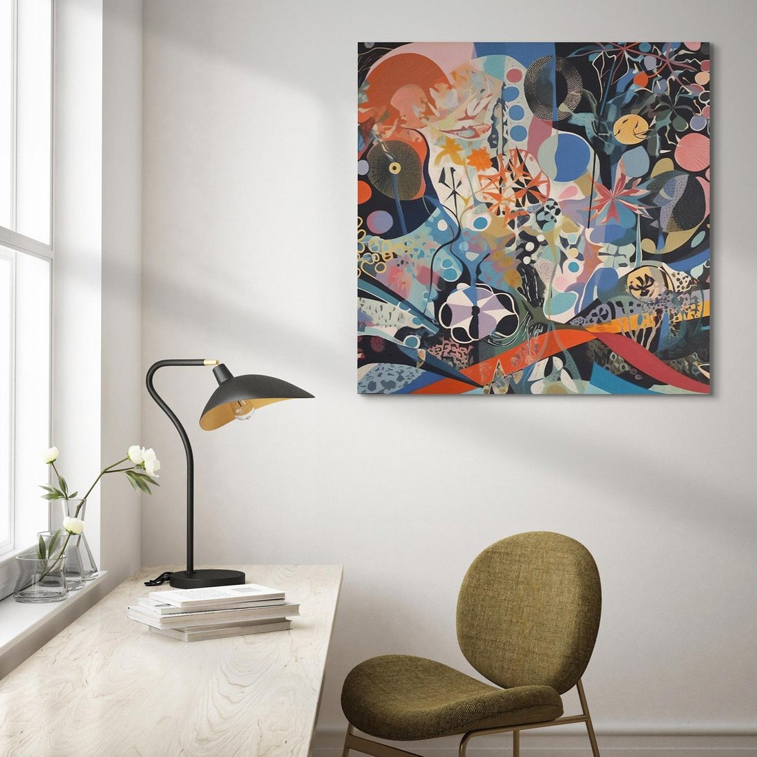 Obraz na płótnie 50x50 - Kolory Pasteli - abstrakcja, olej na płótnie