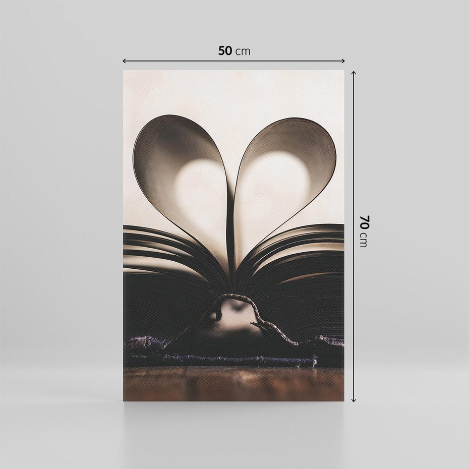 Obraz na płótnie 50x70 - Książka - Serce Retro - ksizka, serce