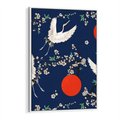 Obraz w ramie 50x70 - Japońskie Żurawie Indygo - sztuka japońska, japonia - rama biała