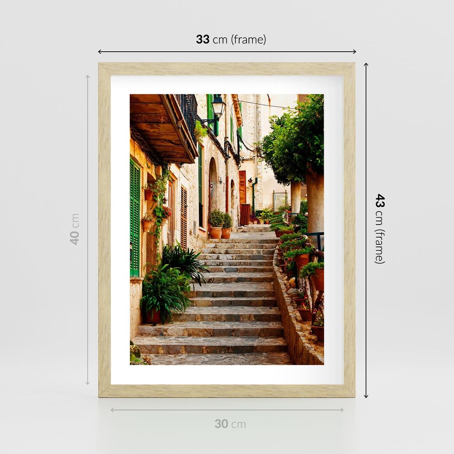 Plakat w ramie 30x40 - Uroczysta perspektywa uliczki - uliczka, perspektywa - rama drewno