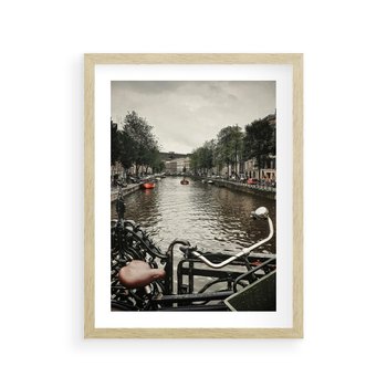 Plakat w ramie 30x40 - Miasto na Wodzie - holenderskie kanały, amsterdam - rama drewno