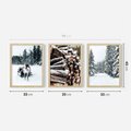 Zestaw obrazy w ramie 30x40 galeria - Zima, las, renifer, krajobraz - rama drewno