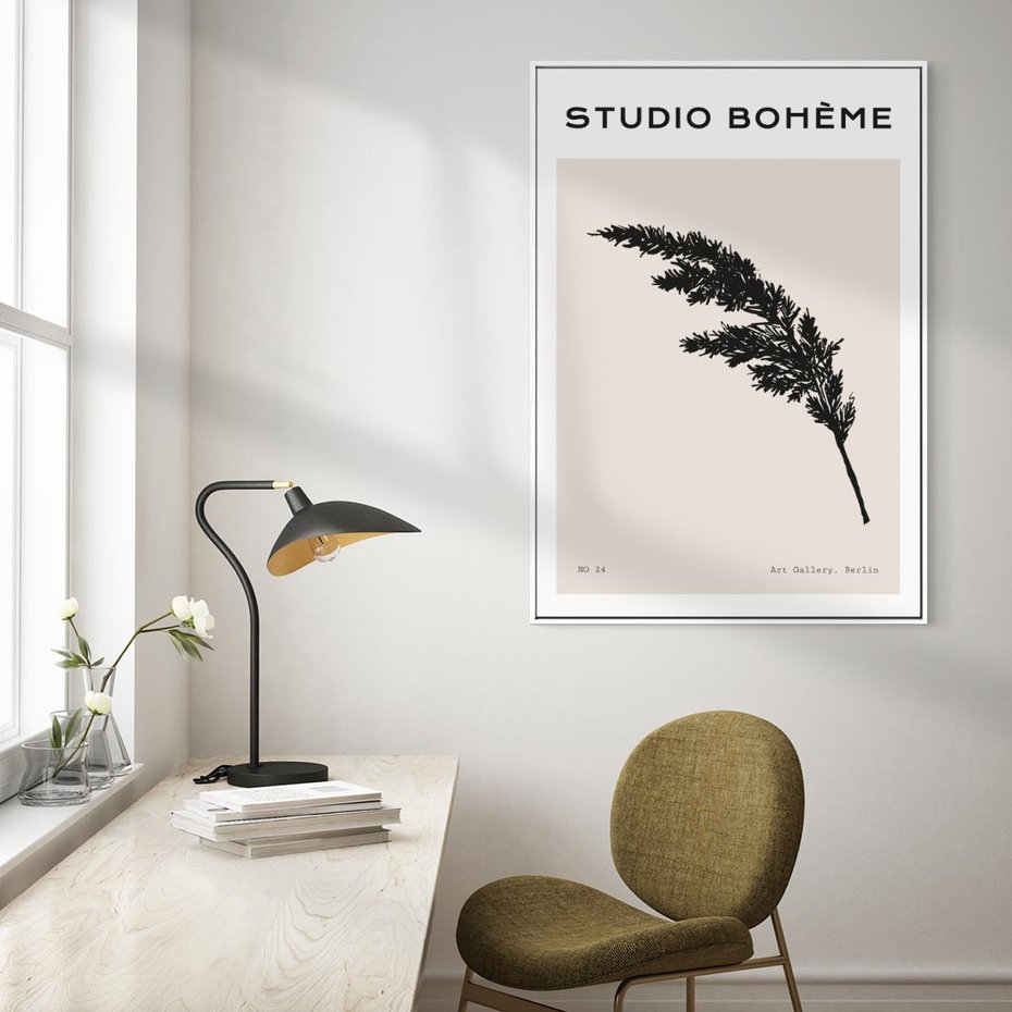 Obraz w ramie 70x100 - Boho Refrakcje Przestrzeni - boho plakat, roślina - rama biała