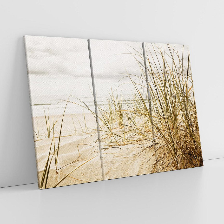 Obraz na płótnie 120x80 - Oaza nad morzem: plaża i roślinność - plaża, morze