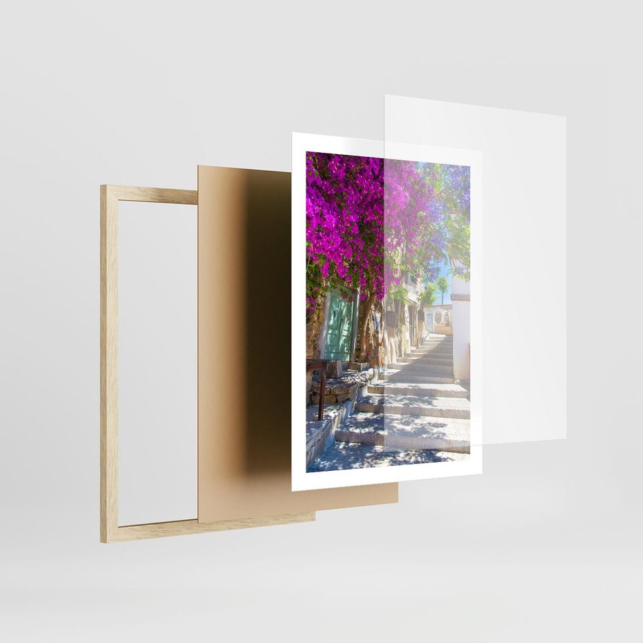 Plakat w ramie 50x70 - Urok Zaklętej Przestrzeni - uliczka, perspektywa - rama drewno