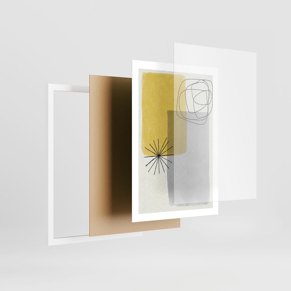 Plakat w ramie 50x70 - Rozbijające Granice Akwarel - abstrakcja, akwarelowe plamy - rama biała