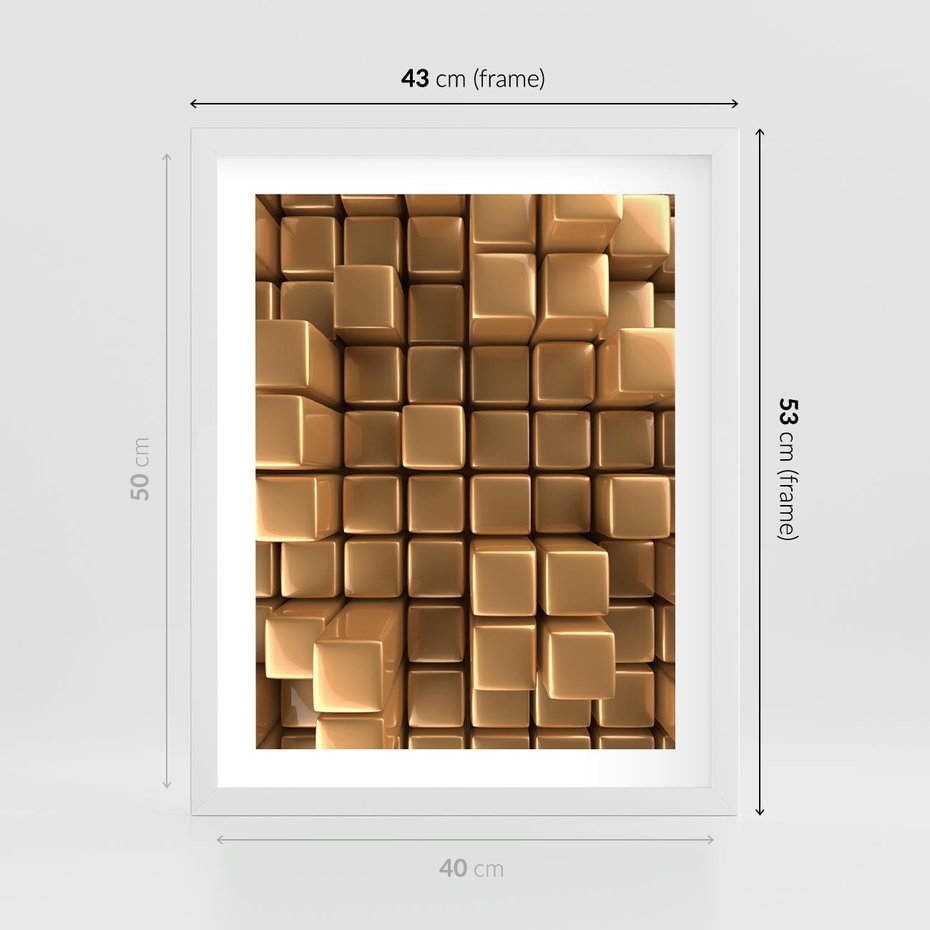 Plakat w ramie 40x50 - Błyszcząca Elegancja - złoto, 3d - rama biała