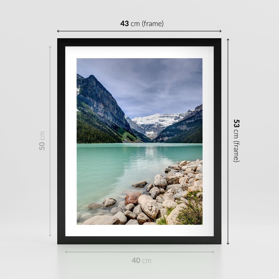 Plakat w ramie 40x50 - Górskie jezioro - spokój i piękno - jezioro, górskie - rama czarna