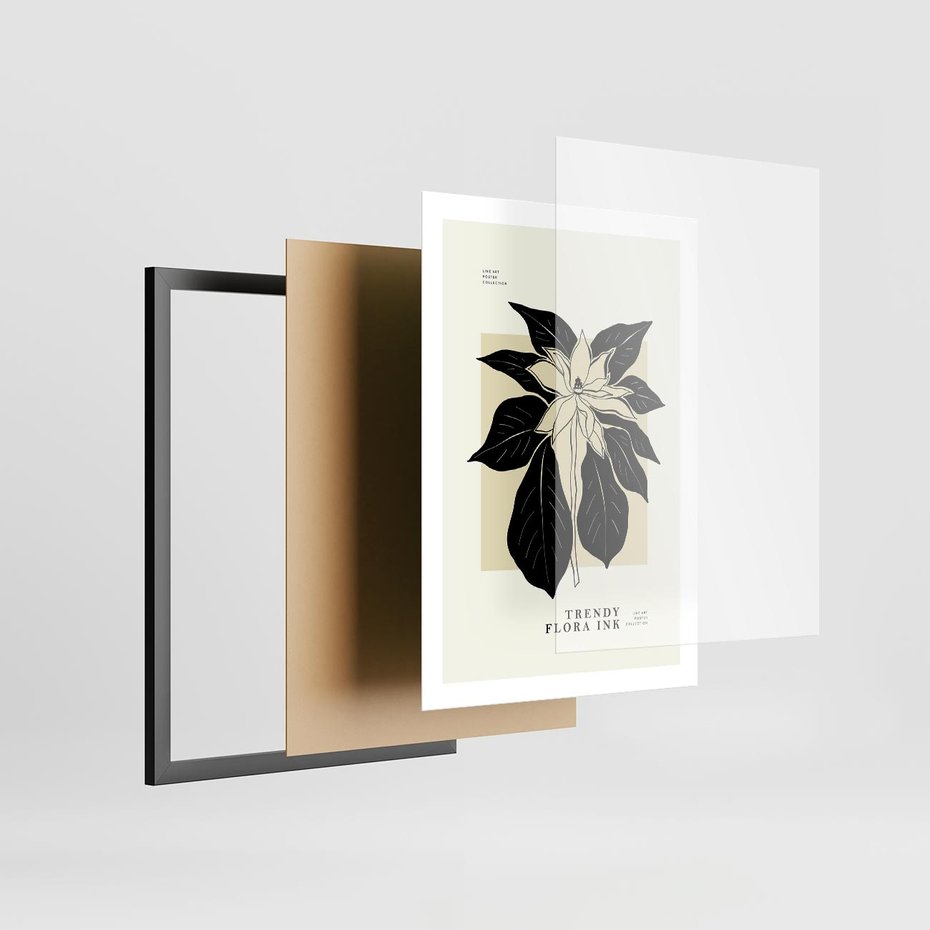 Plakat w ramie 50x70 - Melancholia przerywanych linii - wiaty, typografia - rama czarna