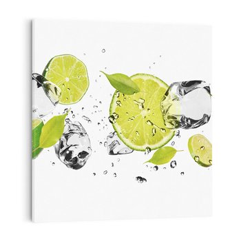 Obraz na płótnie 40x40 - Ekscentryczne limonki z wodą - limonki, woda