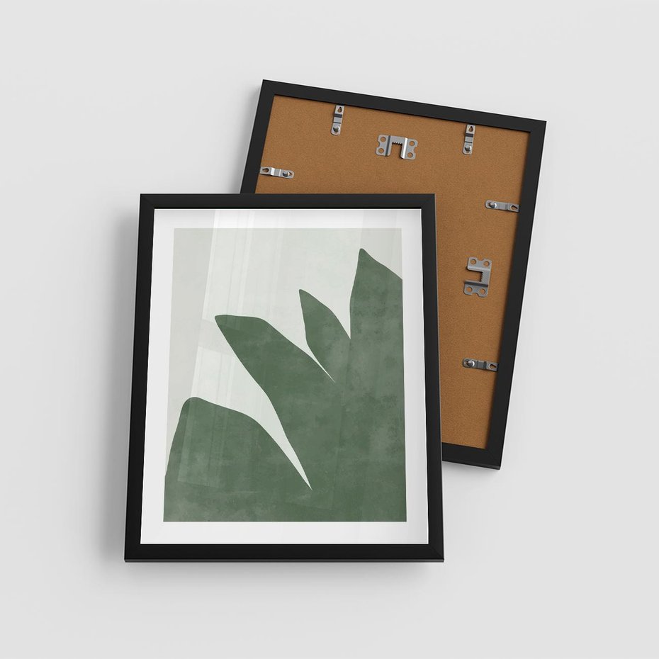 Plakat w ramie 40x50 - Oaza Harmonii - abstrakcyjny kształt, zielony plakat - rama czarna