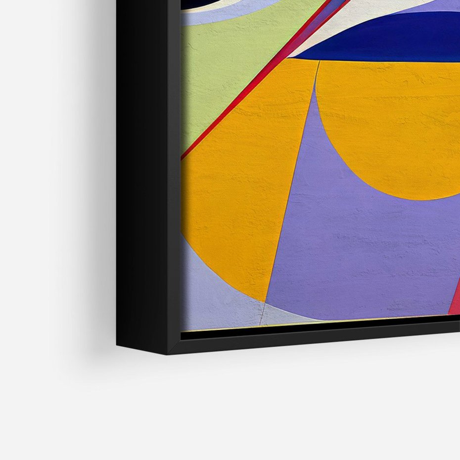 Obraz w ramie 70x100 - Kolorowe Przesunięcia Kształtów - abstrakcyjny obraz olejny, żywe kolory - rama czarna