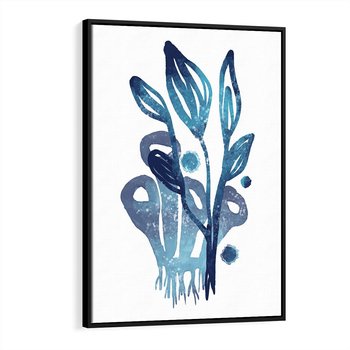 Obraz w ramie 70x100 - Akwarelowy Błękit - pastelowy, abstrakcyjny plakat - rama czarna