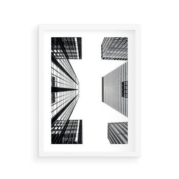 Plakat w ramie 40x50 - Architektoniczna Symetria - architektura, wysoki wieżowiec - rama biała