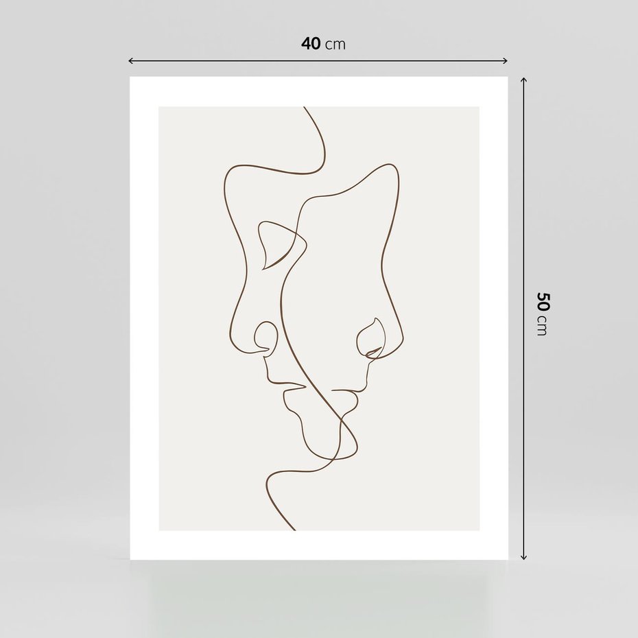 Plakat bez ramy 40x50 - Jedna Linia, Dwie Twarze - minimalistyczny plakat, dwie twarze