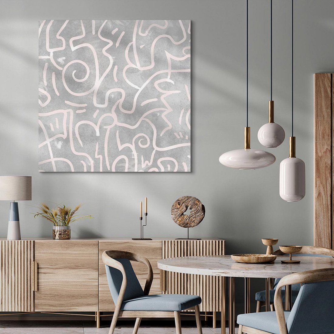 Obraz na płótnie 70x70 - Sploty odblasków i zawirowań - abstrakcyjne rysunki, wzorek