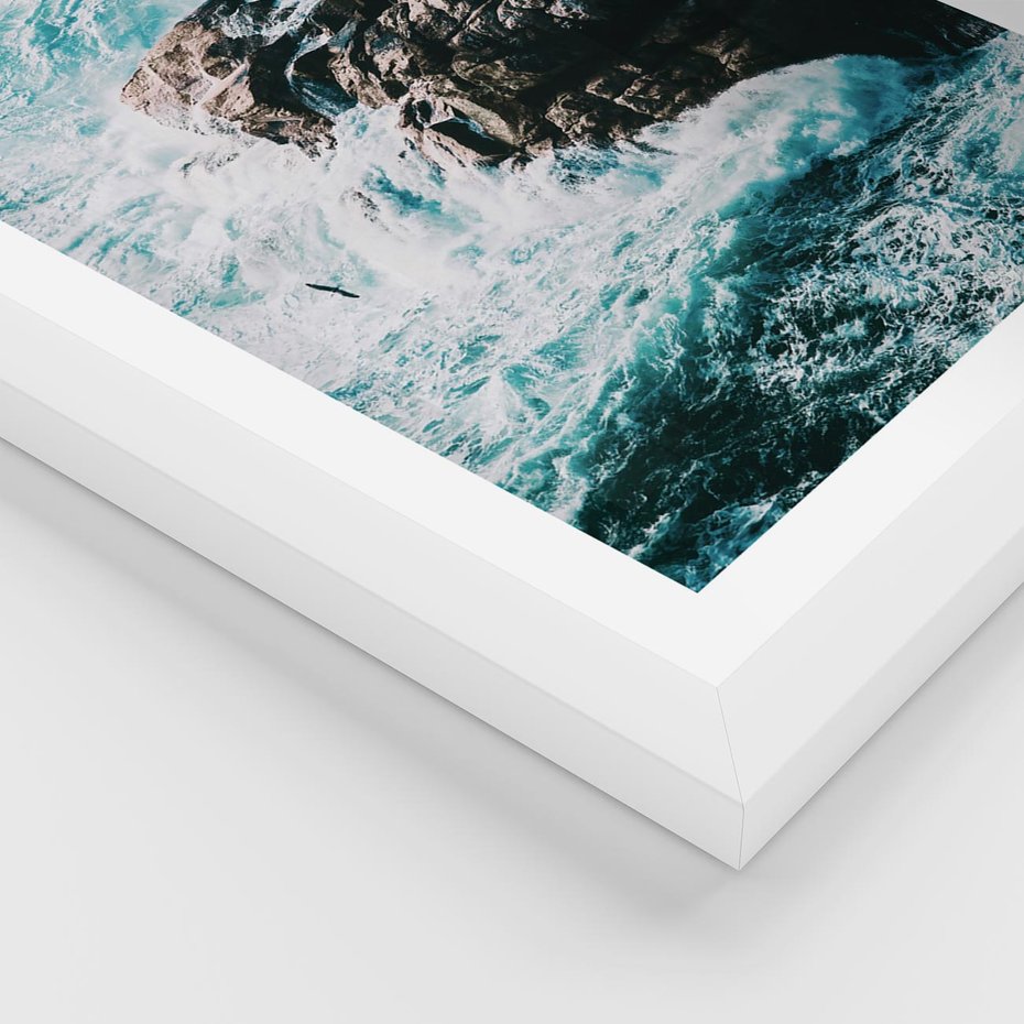 Plakat w ramie 30x40 - Siła Natury - morze, skały - rama biała