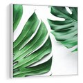Obraz w ramie 80x80 - Monstera - Liście Kwiaty - monstera, liście - rama biała
