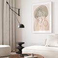 Plakat w ramie 30x40 - Kobieta w Linii: Akwarelowa Harmonia - kobieta one line, grafika - rama biała