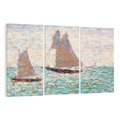 Obraz na płótnie 120x80 - "Dwie Żaglówki w Grandcamp" (1885) Georges Seurat - Reprodukcja - reprodukcja, obraz na płótnie