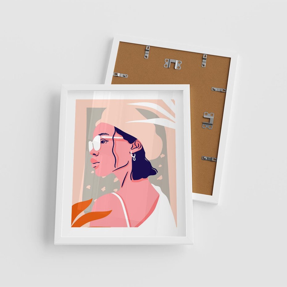 Plakat w ramie 40x50 - Kobieca Esencja - nowoczesny plakat, styl retro - rama biała