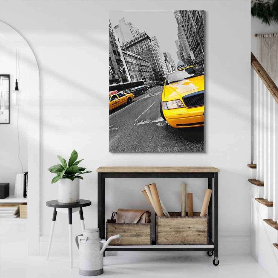 Obraz na płótnie 50x70 - Dynamiczny TAXI w Nowym Jorku - TAXI, NY