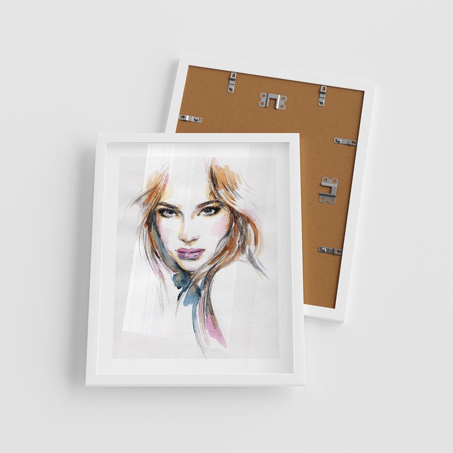 Plakat w ramie 40x50 - Abstrakcyjny portret kobiecy - grafika, kobieta - rama biała