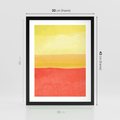 Plakat w ramie 30x40 - Rozmyte Odbicia - kolorowe akwarelowe pasy, odcienie żółci i czerwieni - rama czarna