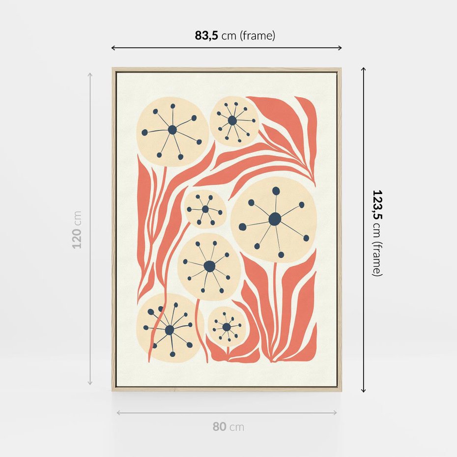 Obraz w ramie 80x120 - Impresje Harmonii - abstrakcyjne kwiaty, rośliny - rama drewno