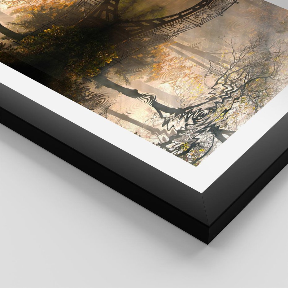 Plakat w ramie 50x70 - Romantyczny Mostek - mostek, romantyczny - rama czarna