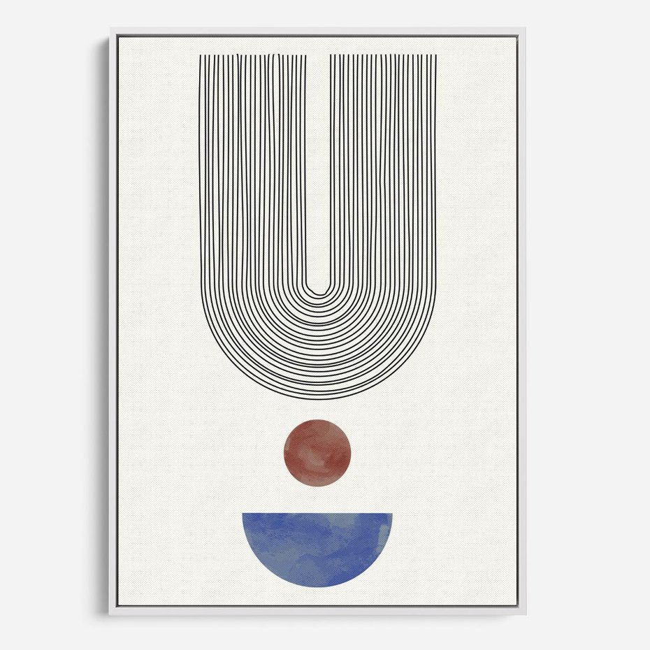 Obraz w ramie 80x120 - Rozplątane Wibracje - nowoczesny plakat, styl midcentury - rama biała