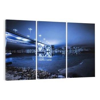 Obraz na płótnie 120x80 - Nocne miasto most - noc, miasto