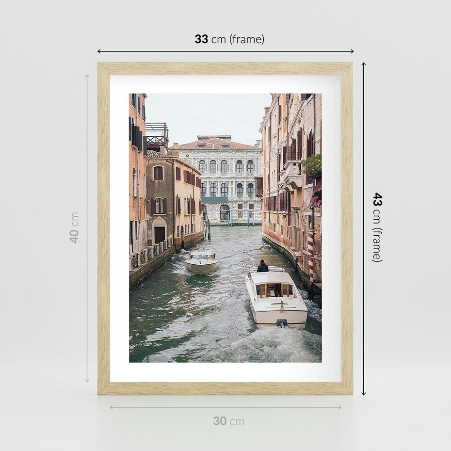Plakat w ramie 30x40 - Wenecja na Twojej Ścianie - wenecja, kanały - rama drewno