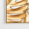 Obraz w ramie 50x70 - Monstera Złote Liście - monstera, złote - rama drewno