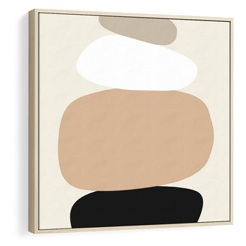 Obraz w ramie 50x50 - Zgeometryzowane Kształty - modernistyczny plakat, obłe kształty - rama drewno